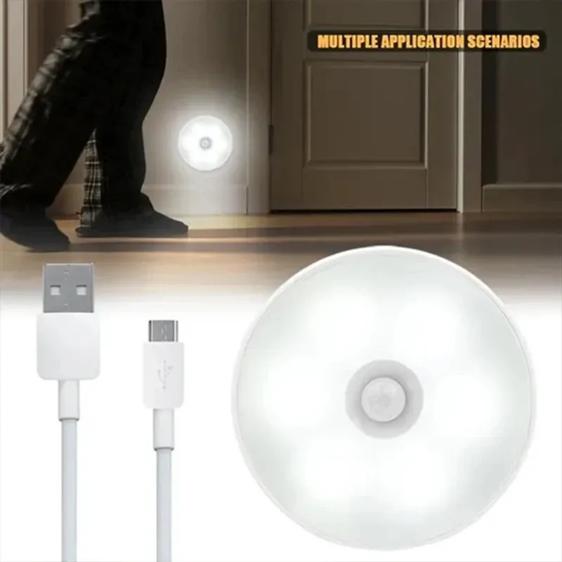 Veilleuse LED à détecteur de mouvement rechargeable par USB, sans fil, pour cuisine, placard et escalier