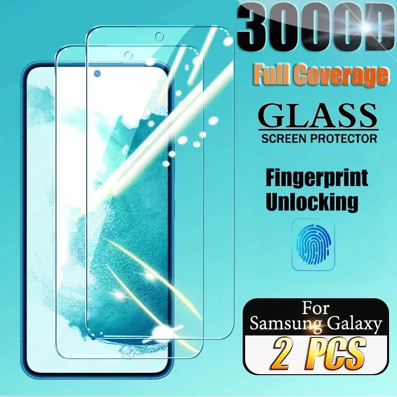 Lot de 2 protecteurs d'écran en verre trempé compatibles avec le déverrouillage par empreinte digitale pour Samsung Galaxy S24 Ultra, S23, S22, S21 Plus et S20 FE - Image 1