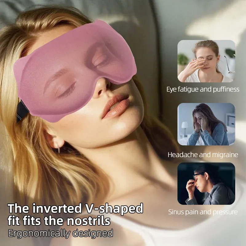 Masque de sommeil 6D léger, masque pour les yeux en mousse à mémoire de forme souple 3
