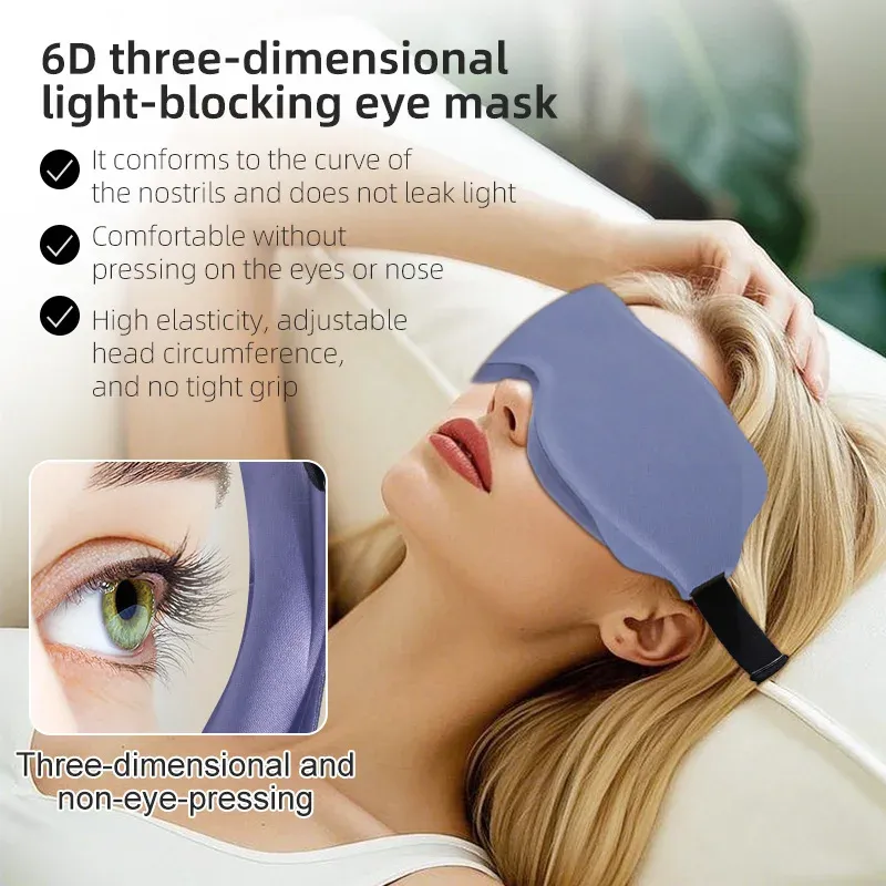 Masque de sommeil 6D léger, masque pour les yeux en mousse à mémoire de forme souple 2