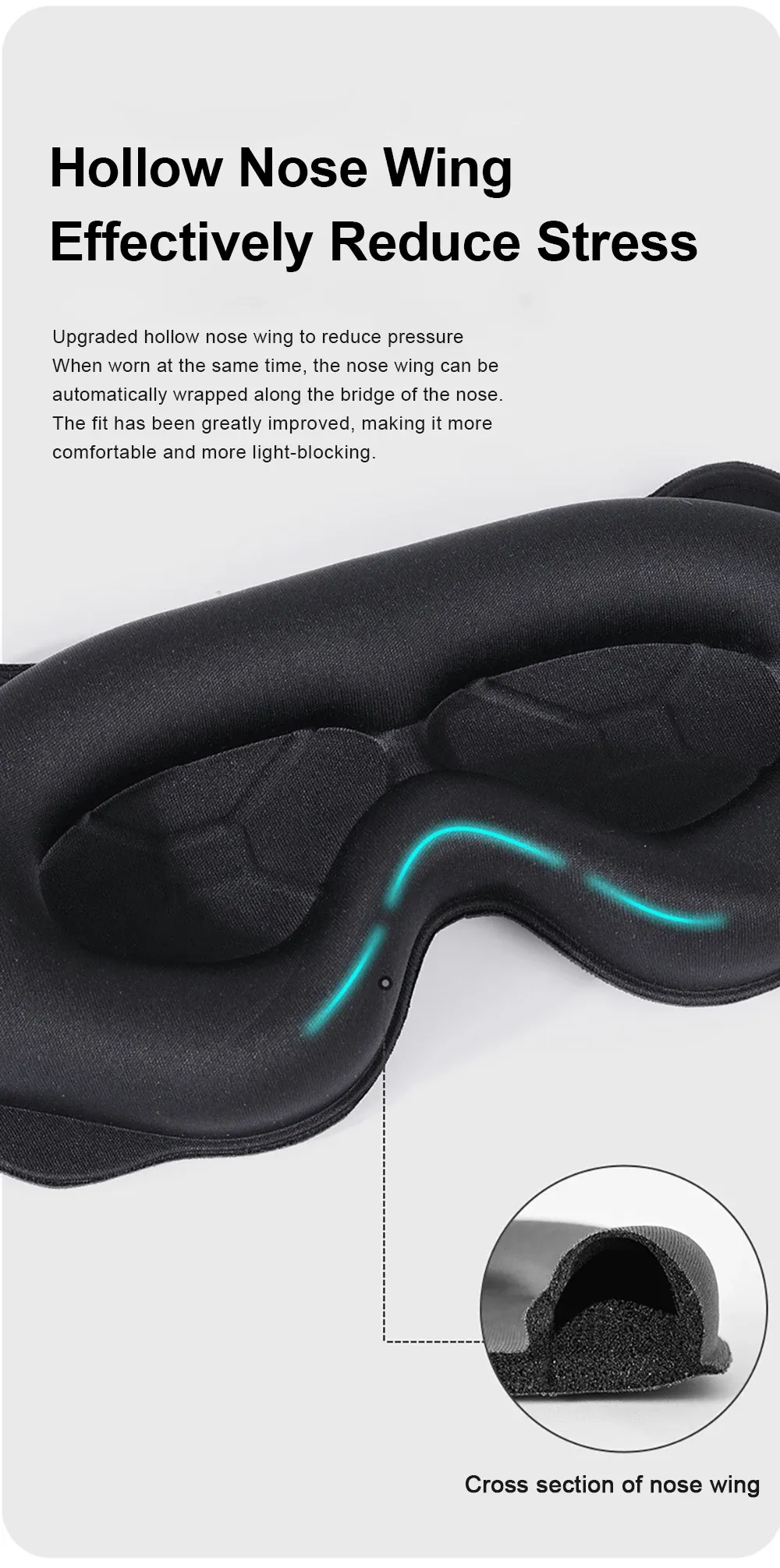 Vue de face du masque de sommeil