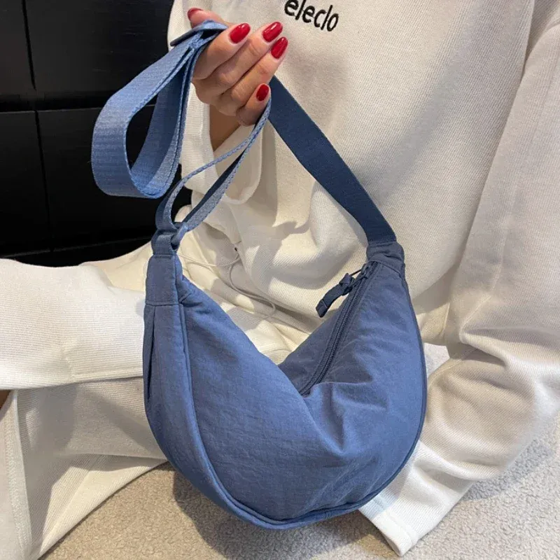 Sac à bandoulière Hobo en nylon décontracté pour femme, forme demi-lune 4