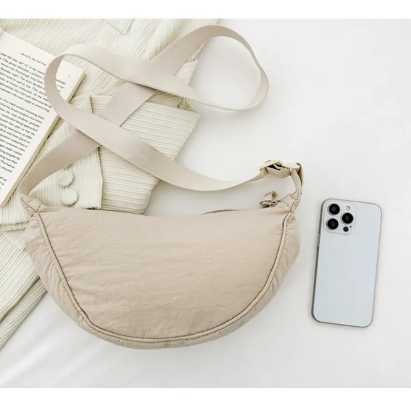 Sac à bandoulière Hobo en nylon décontracté pour femme, forme demi-lune 5