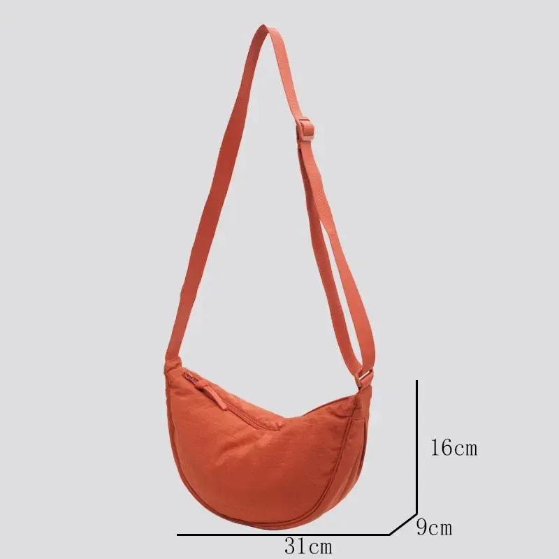 Sac à bandoulière Hobo en nylon décontracté pour femme, forme demi-lune 6