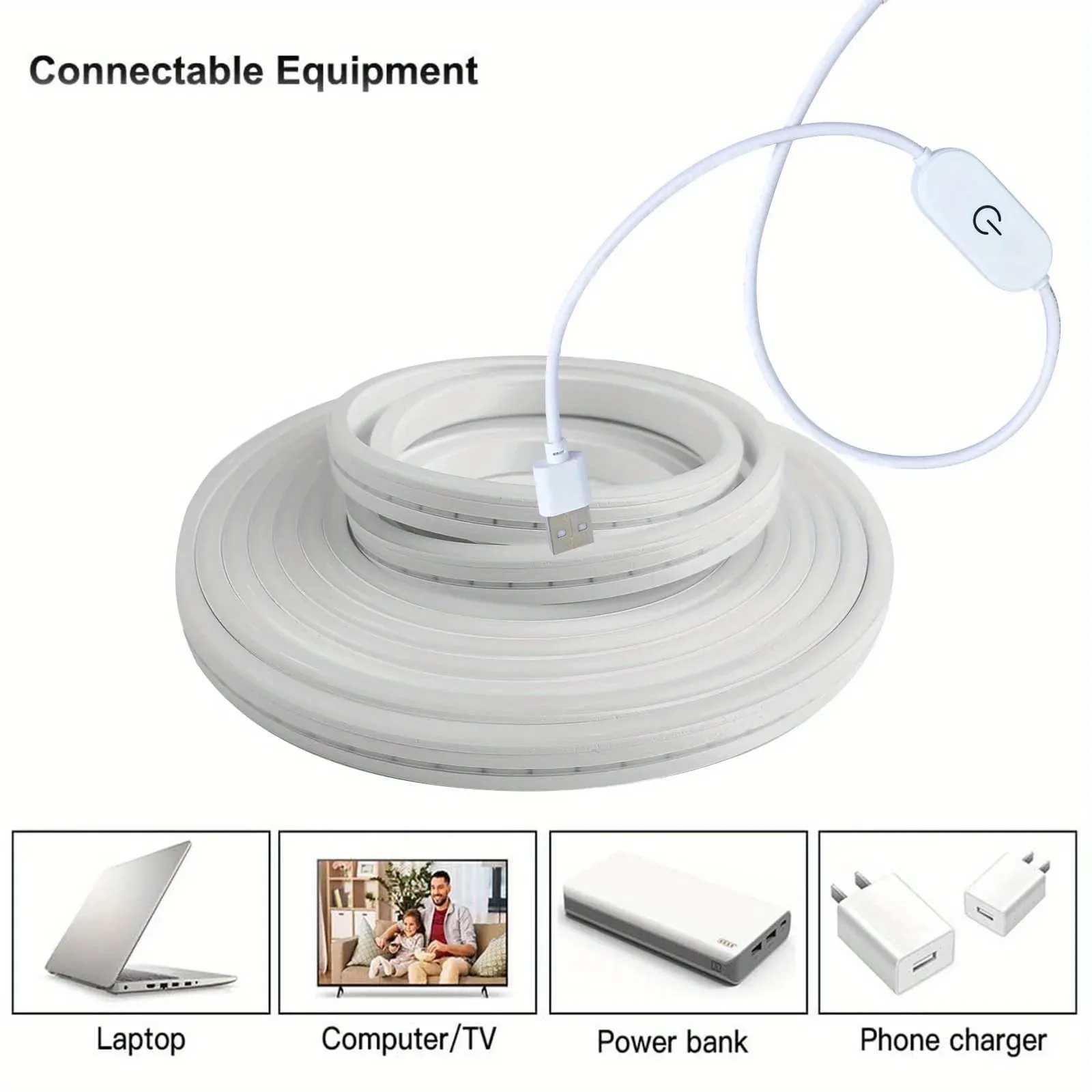Bande lumineuse LED néon flexible à intensité variable avec interrupteur tactile intelligent, étanche 5