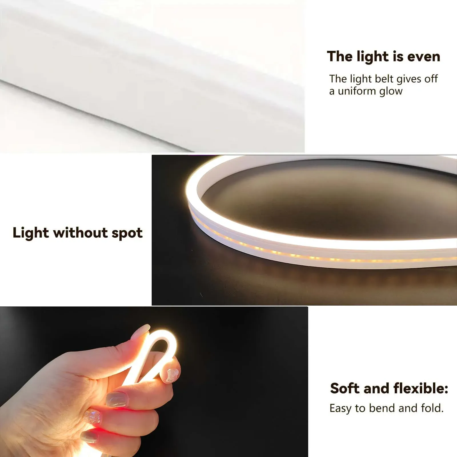 Bande lumineuse LED néon flexible à intensité variable avec interrupteur tactile intelligent, étanche 4