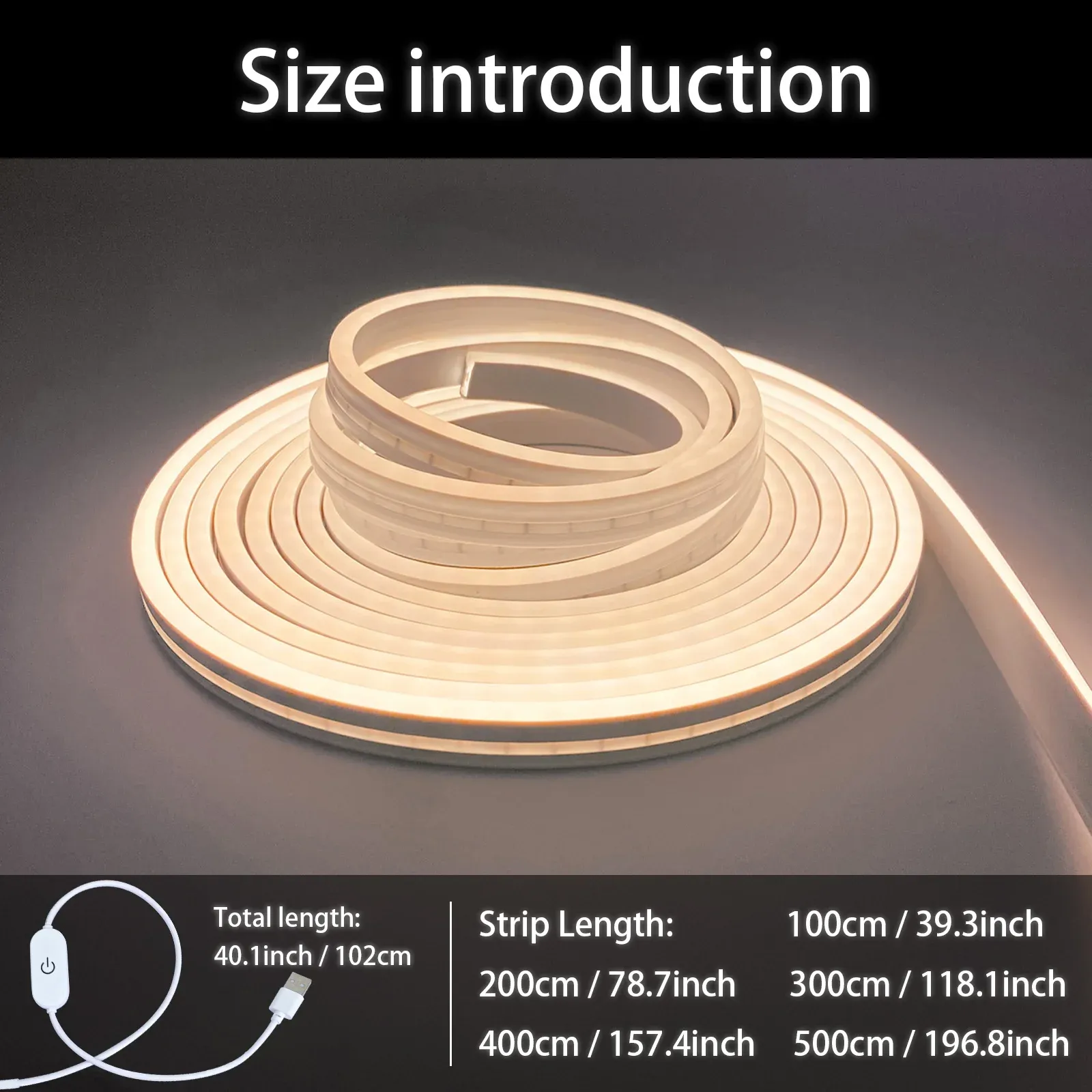 Bande lumineuse LED néon flexible à intensité variable avec interrupteur tactile intelligent, étanche 6