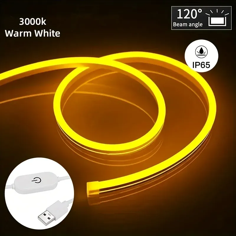 Bande lumineuse LED néon flexible à intensité variable avec interrupteur tactile intelligent, étanche 7