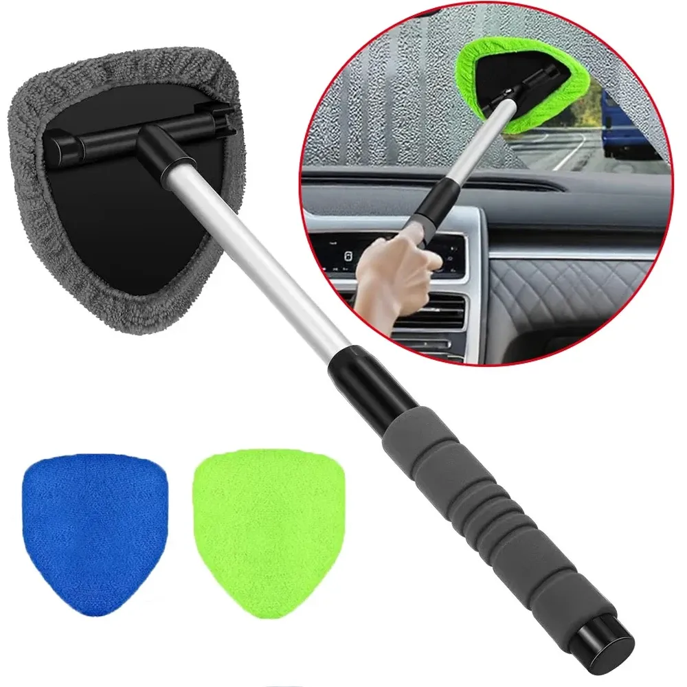 Ensemble de brosses de nettoyage pour pare-brise – Nettoyeur de vitres télescopique en microfibre pour voiture avec grattoir anti-buée - Image 1