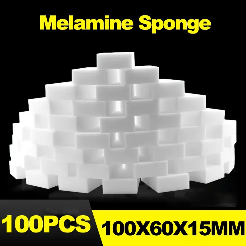 100 pièces/lot Éponge Magique en Mélamine pour Cuisine et Salle de Bain, Nettoyant Multi-Usages 100 x 60 x 15 mm - Image 1