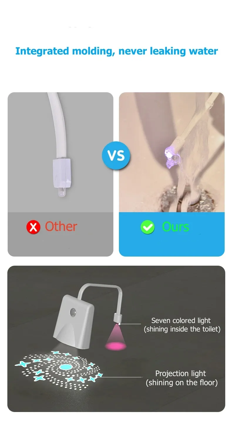 Veilleuse de toilette sous différentes teintes