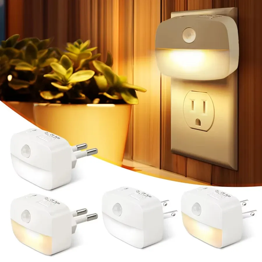 Veilleuse LED à détecteur de mouvement, prise UE/US, 3 modes, pour chambre, cuisine et couloir 1