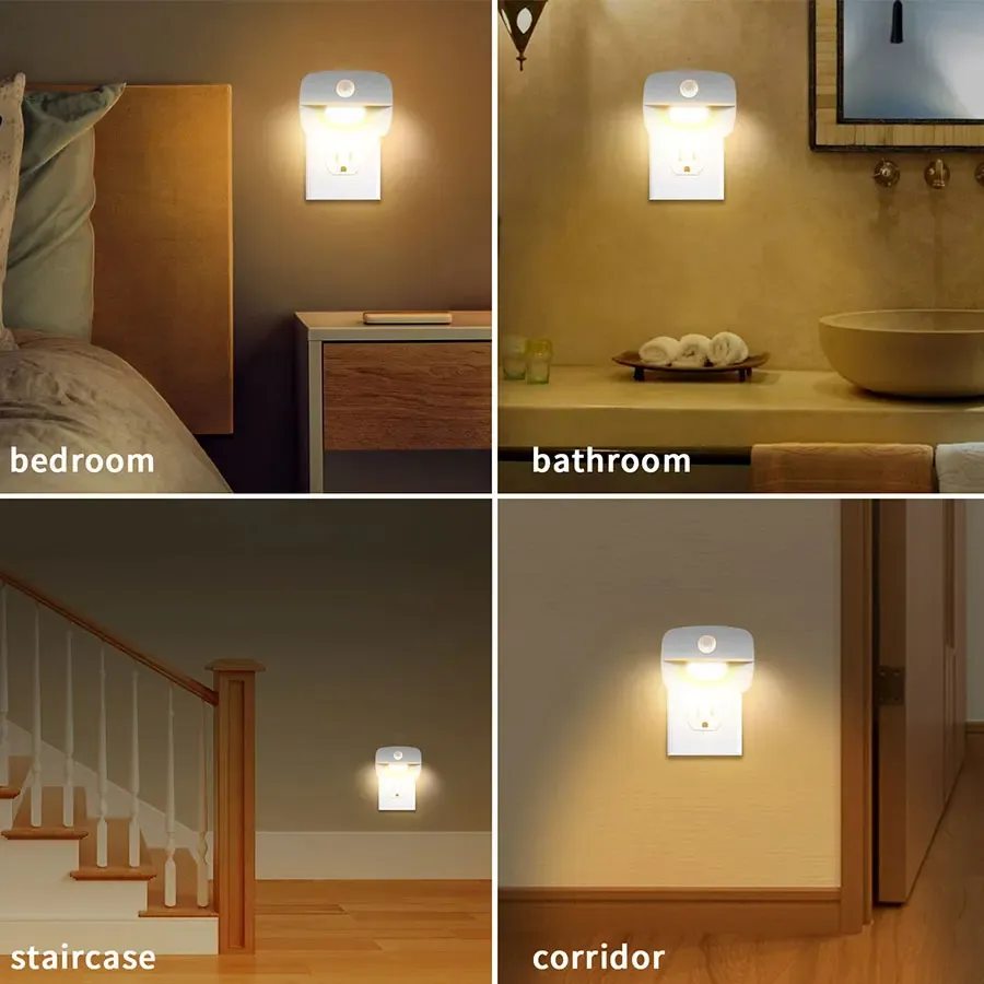 Veilleuse LED à détecteur de mouvement, prise UE/US, 3 modes, pour chambre, cuisine et couloir 6