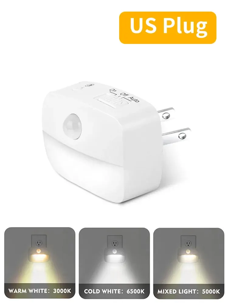 Veilleuse LED à détecteur de mouvement, prise UE/US, 3 modes, pour chambre, cuisine et couloir 7