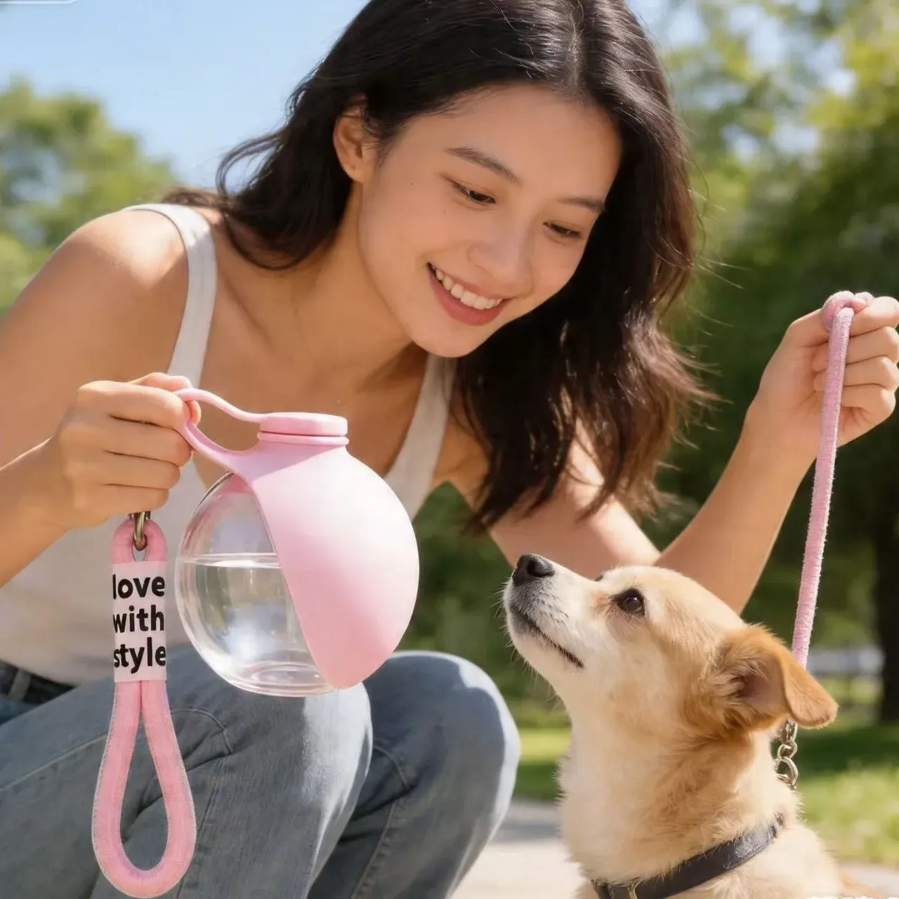 Gourde pliable en situation de voyage