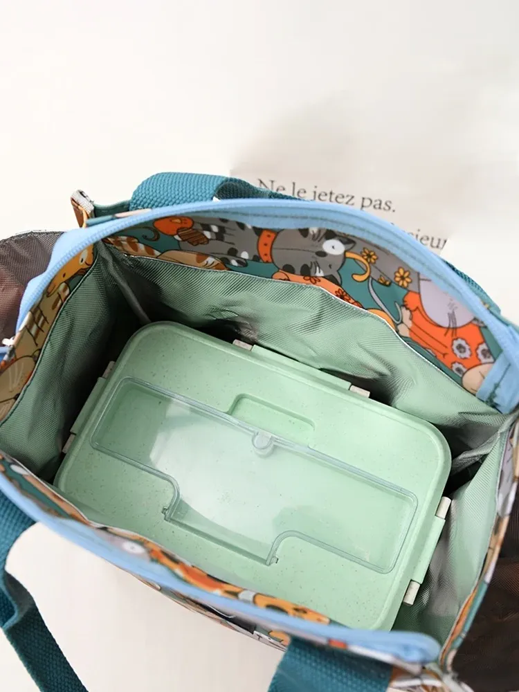 Sac à déjeuner isotherme bento en toile pour bureau, sac fourre-tout à main tendance pour sortir avec du riz, format maman 6