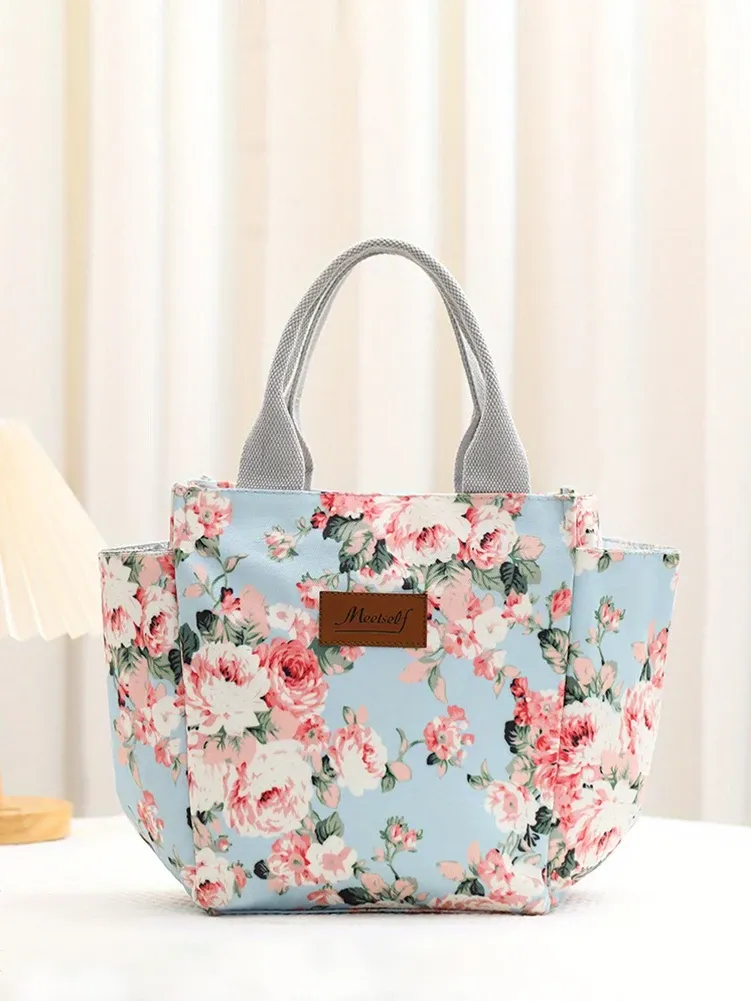 Sac à déjeuner isotherme bento en toile pour bureau, sac fourre-tout à main tendance pour sortir avec du riz, format maman 17