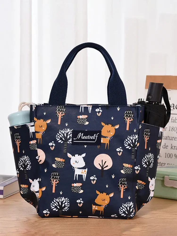 Sac à déjeuner isotherme bento en toile pour bureau, sac fourre-tout à main tendance pour sortir avec du riz, format maman 11