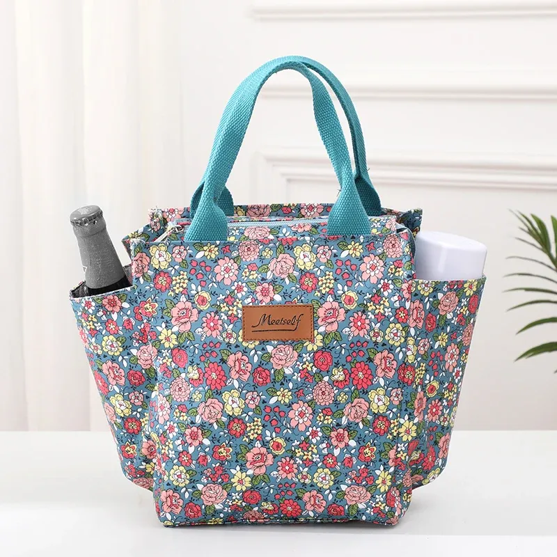 Sac à déjeuner isotherme bento en toile pour bureau, sac fourre-tout à main tendance pour sortir avec du riz, format maman 23