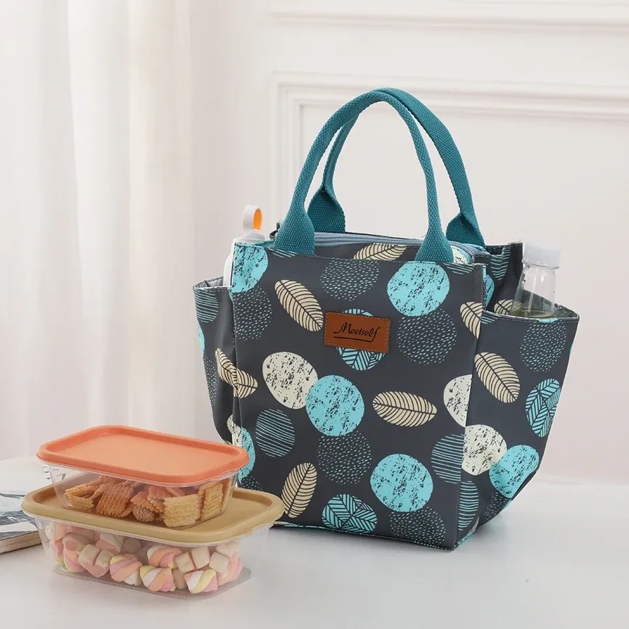 Sac à déjeuner isotherme bento en toile pour bureau, sac fourre-tout à main tendance pour sortir avec du riz, format maman 18