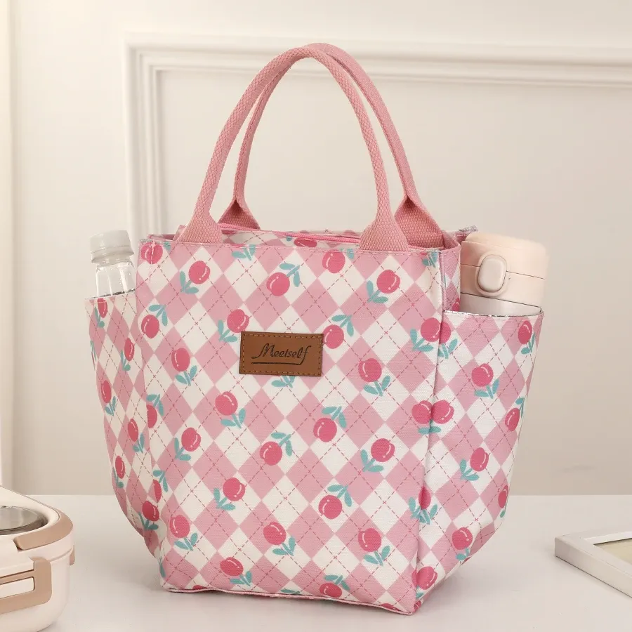 Sac à déjeuner isotherme bento en toile pour bureau, sac fourre-tout à main tendance pour sortir avec du riz, format maman 20