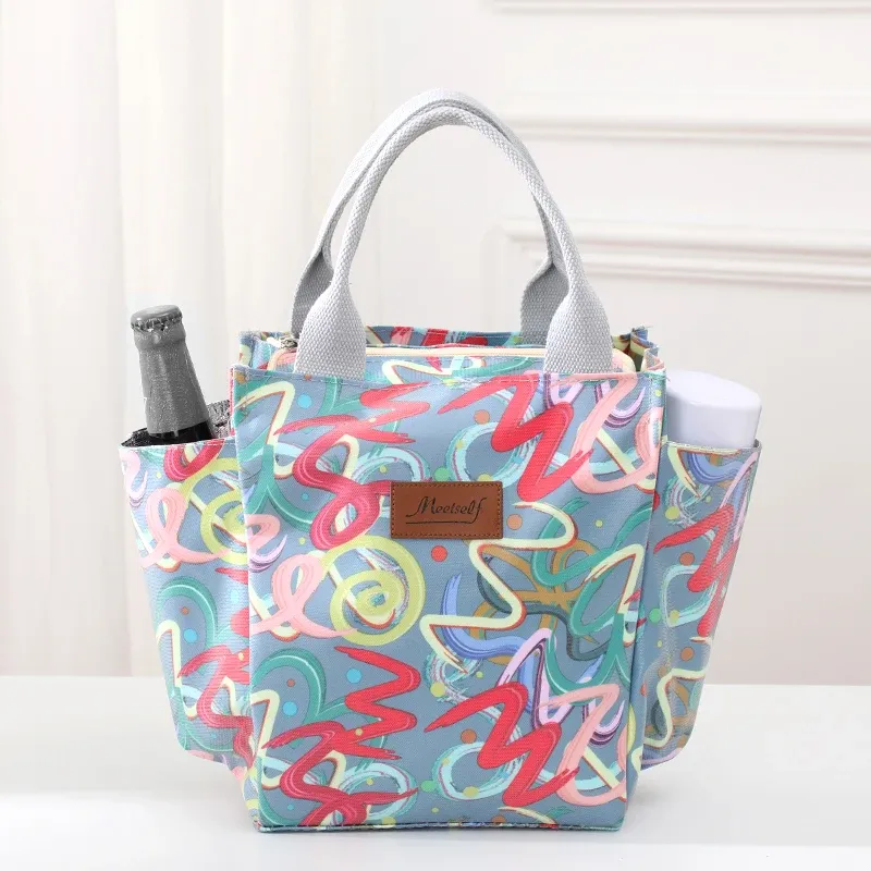 Sac à déjeuner isotherme bento en toile pour bureau, sac fourre-tout à main tendance pour sortir avec du riz, format maman 16