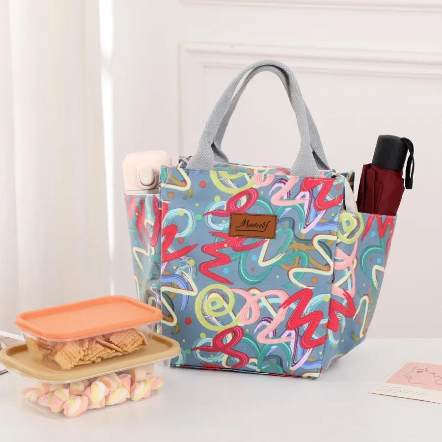Sac à déjeuner isotherme bento en toile pour bureau, sac fourre-tout à main tendance pour sortir avec du riz, format maman 10