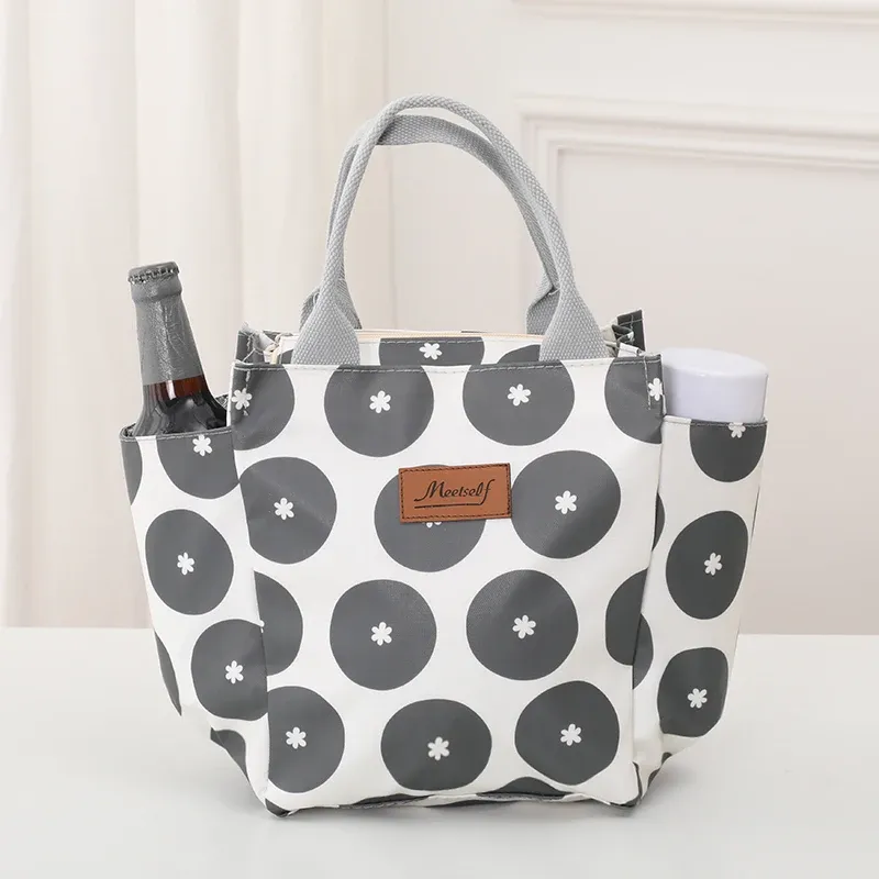 Sac à déjeuner isotherme bento en toile pour bureau, sac fourre-tout à main tendance pour sortir avec du riz, format maman 12