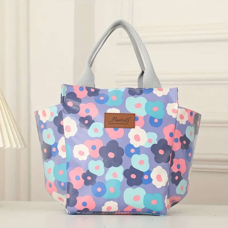 Sac à déjeuner isotherme bento en toile pour bureau, sac fourre-tout à main tendance pour sortir avec du riz, format maman 7