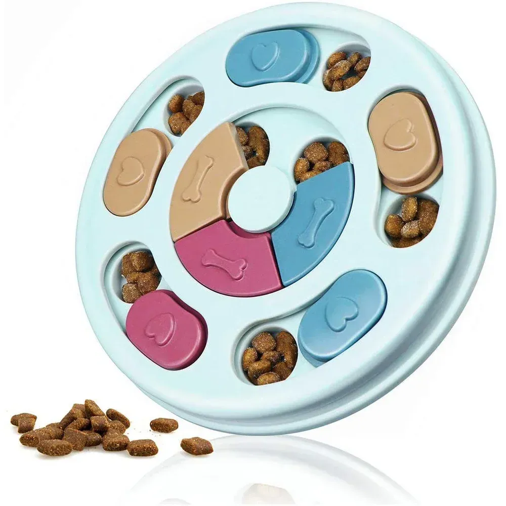 Jouet puzzle interactif pour chiens et chats avec mangeoire lente antidérapante et stimulation mentale 4