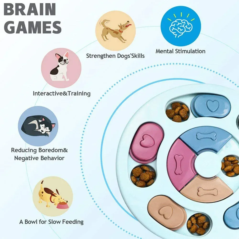 Jouet puzzle interactif pour chiens et chats avec mangeoire lente antidérapante et stimulation mentale 5