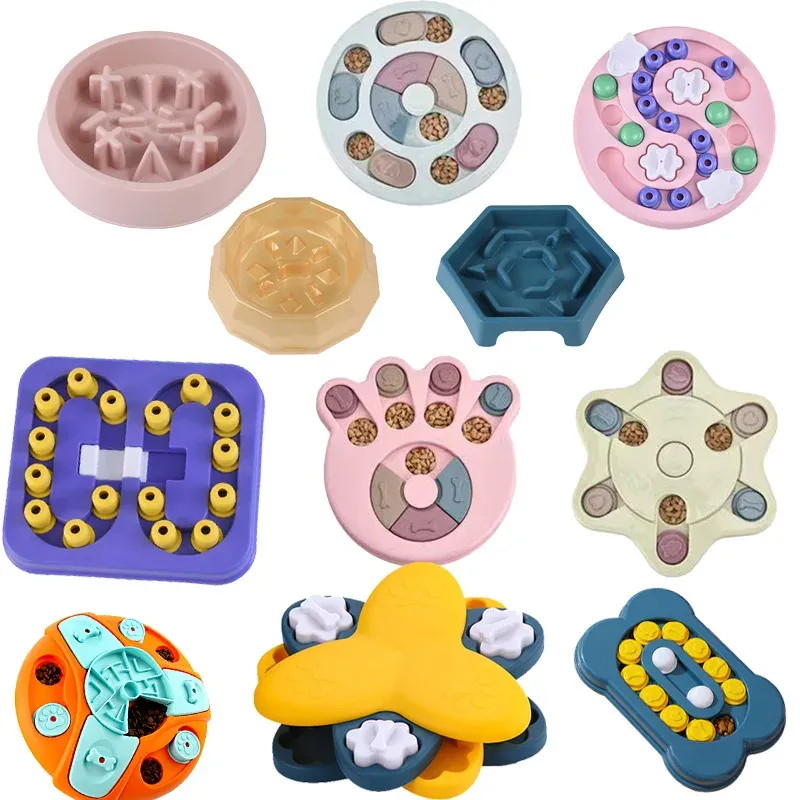 Jouet puzzle interactif pour chiens et chats avec mangeoire lente antidérapante et stimulation mentale 6