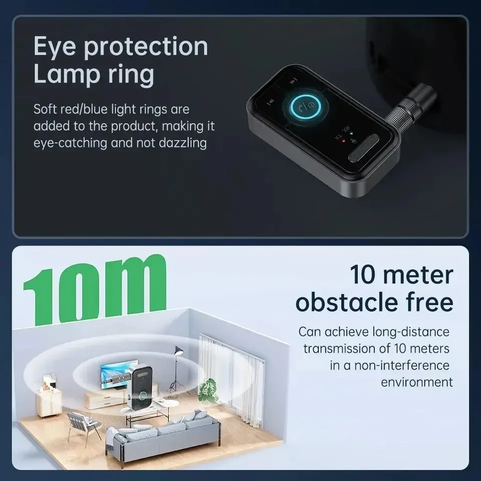 Adaptateur Bluetooth 5.3 Émetteur-Récepteur Audio Sans Fil pour Voiture avec Prise Jack 3,5 mm 5