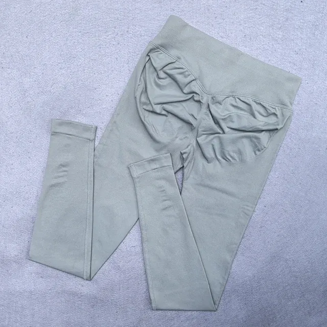 Legging de yoga sans couture pour femme à effet froissé, galbant, taille basse côtelée 12
