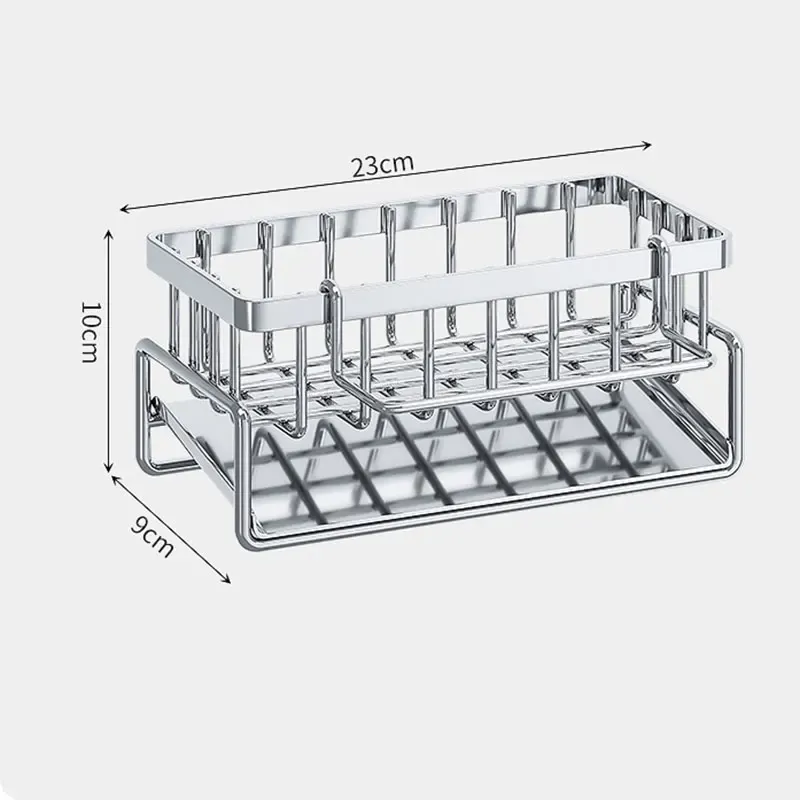 Support d'éponge de cuisine en acier inoxydable, égouttoir d'évier, porte-savon, porte-serviettes, étagère de rangement, accessoires de rangement pour salle de bain 6