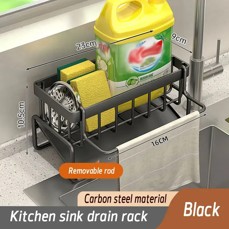 Support d'éponge de cuisine en acier inoxydable, égouttoir d'évier, porte-savon, porte-serviettes, étagère de rangement, accessoires de rangement pour salle de bain 7