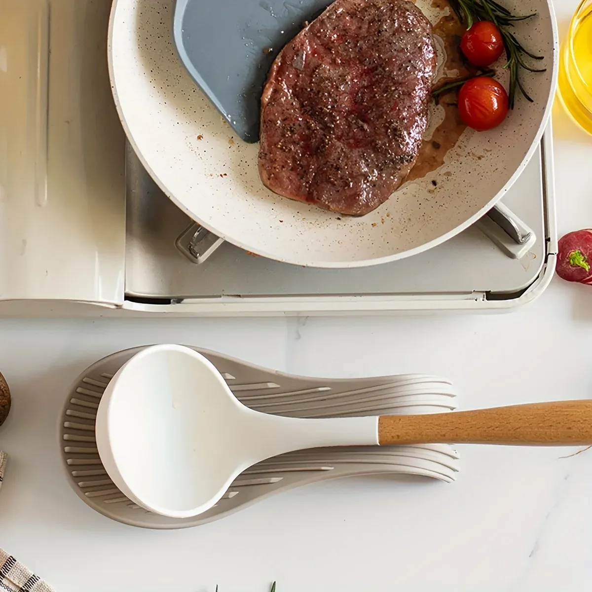 Porte-cuillère en silicone résistant à la chaleur, 1 pièce, repose-cuillère de cuisine pour ustensiles 6