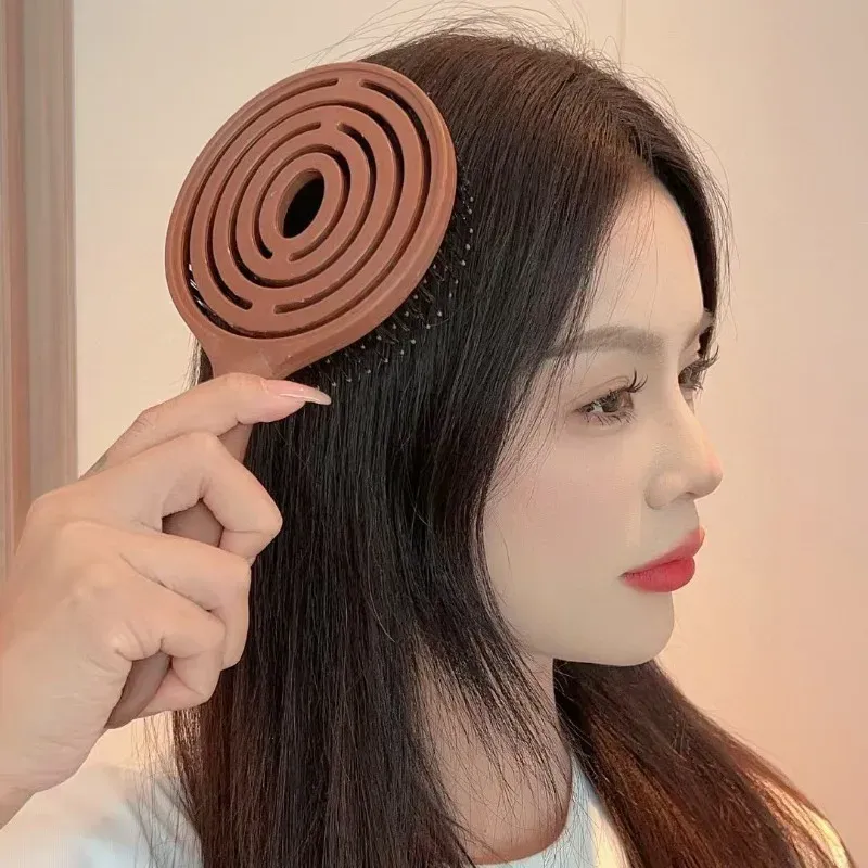 Brosse ronde démêlante en poils de sanglier pour volume, soin du cuir chevelu et massage, cheveux mouillés et bouclés, 1 pièce 5