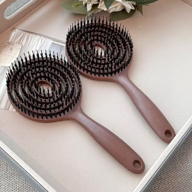 Brosse démêlante ronde en poils de sanglier