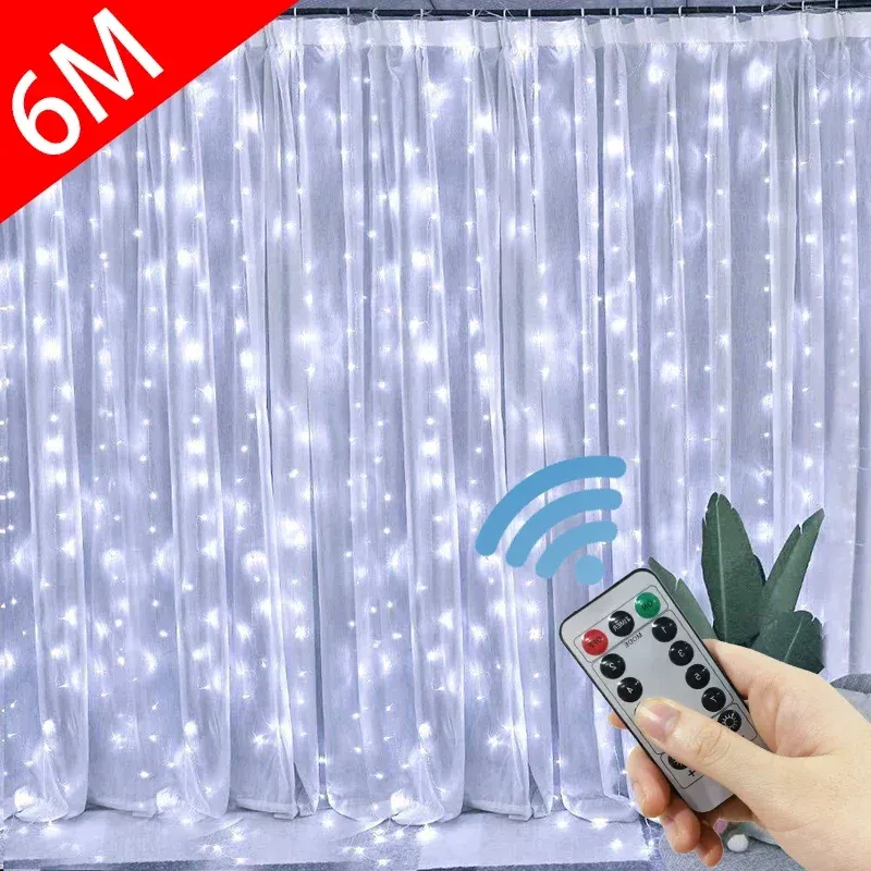 Guirlande lumineuse LED en rideau pour fenêtre, guirlande USB avec télécommande, fil nickel, décorations de Noël et de mariage, pour la maison et la chambre, 3 m
