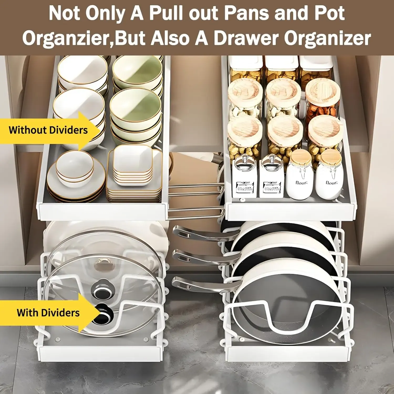 Organisateur de cuisine avec ustensiles rangés
