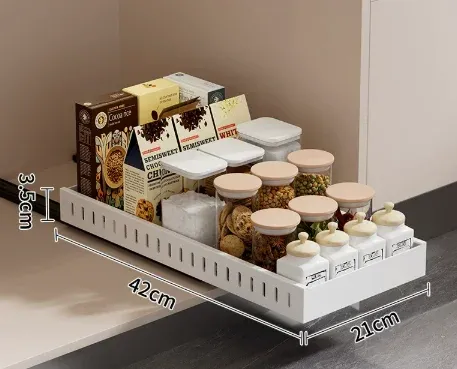Organisateur coulissant pour casseroles, poêles et couvercles à installer sous armoire, avec séparateurs réglables 8