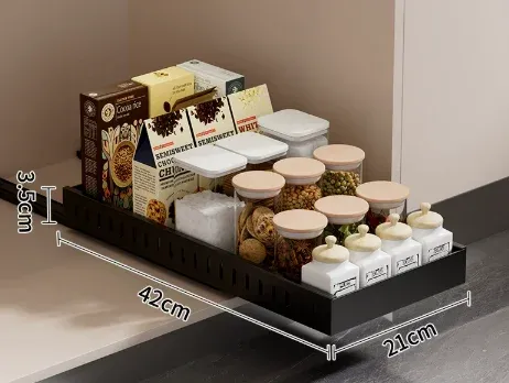 Organisateur coulissant pour casseroles, poêles et couvercles à installer sous armoire, avec séparateurs réglables 7