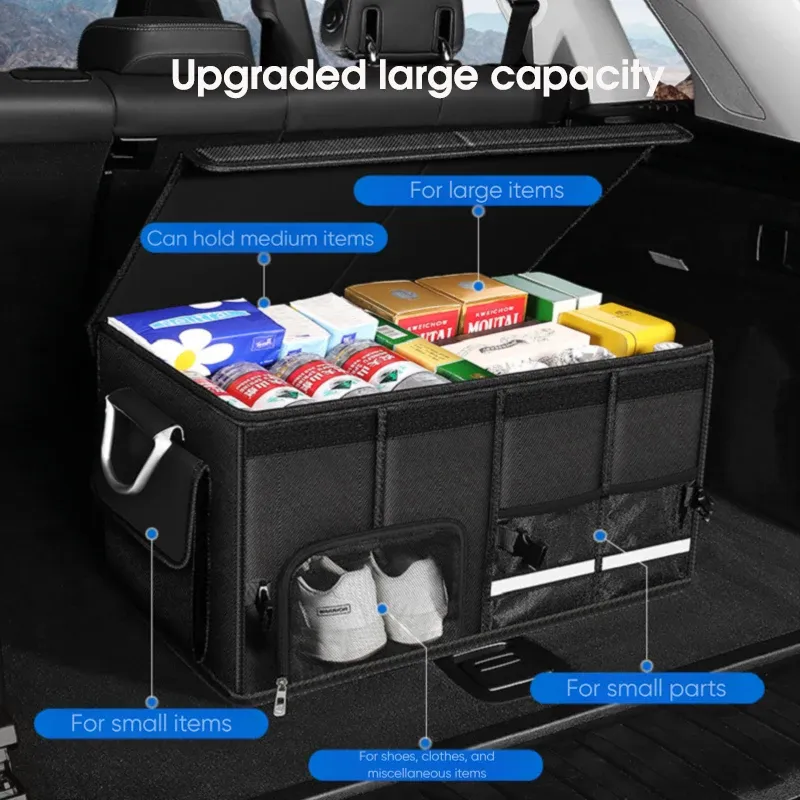 Organisateur de coffre pliable et portable TazerApex en tissu Oxford imperméable, grande capacité, universel pour le camping et la pêche 3