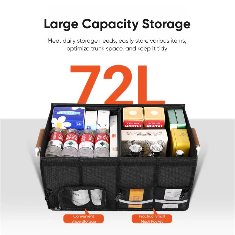 Organisateur de coffre pliable et portable TazerApex en tissu Oxford imperméable, grande capacité, universel pour le camping et la pêche 2