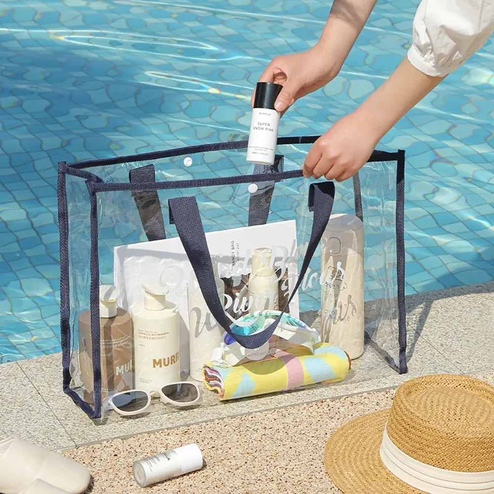 Pochette cosmétique fourre-tout de plage, sac de plage léger avec pochette pour téléphone, sac fourre-tout pliable et étanche pour la plage, la piscine et les vacances - Image 1