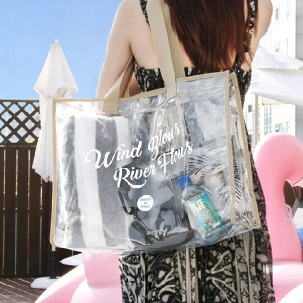 Pochette cosmétique fourre-tout de plage, sac de plage léger avec pochette pour téléphone, sac fourre-tout pliable et étanche pour la plage, la piscine et les vacances 4