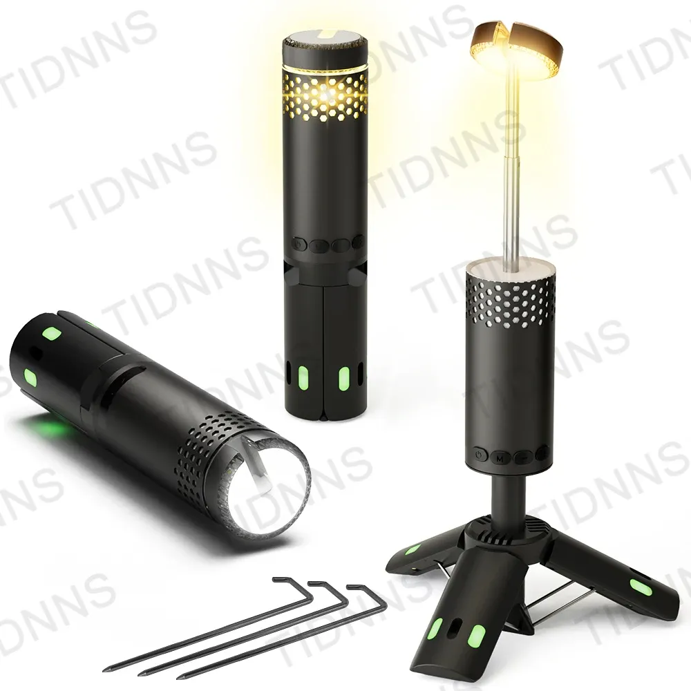 Lampe télescopique de camping, lanterne de pêche rechargeable à intensité variable, lumière d'ambiance nocturne, lampe de secours en cas de panne de courant, 10000 mAh