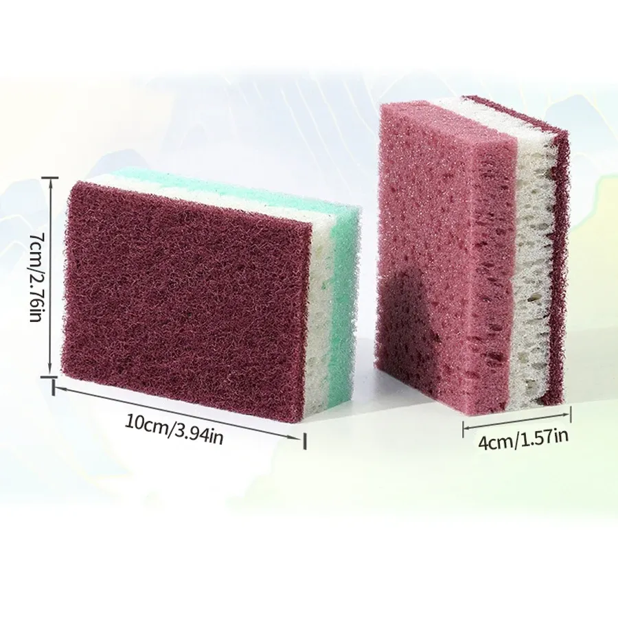 Lot de 5 ou 10 chiffons éponge haute densité pour la vaisselle et le nettoyage de cuisine, non gras 3