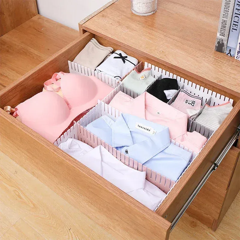 Lot de 4 séparateurs ajustables pour tiroirs, organisateurs de sous-vêtements et chaussettes 5